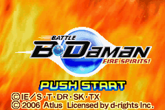 Battle B-Daman title screen for GameBoy Advance